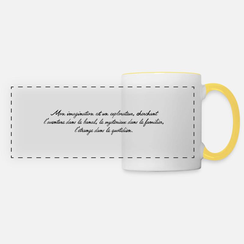 Texte imagination - Mug panoramique contrasté et blanc - blanc/jaune