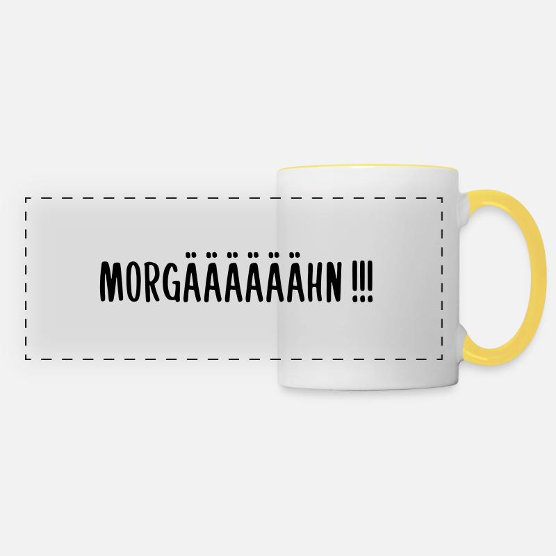 MORGÄÄÄÄÄHN!!! personalisierbar - Panoramatasse - Weiß/Gelb