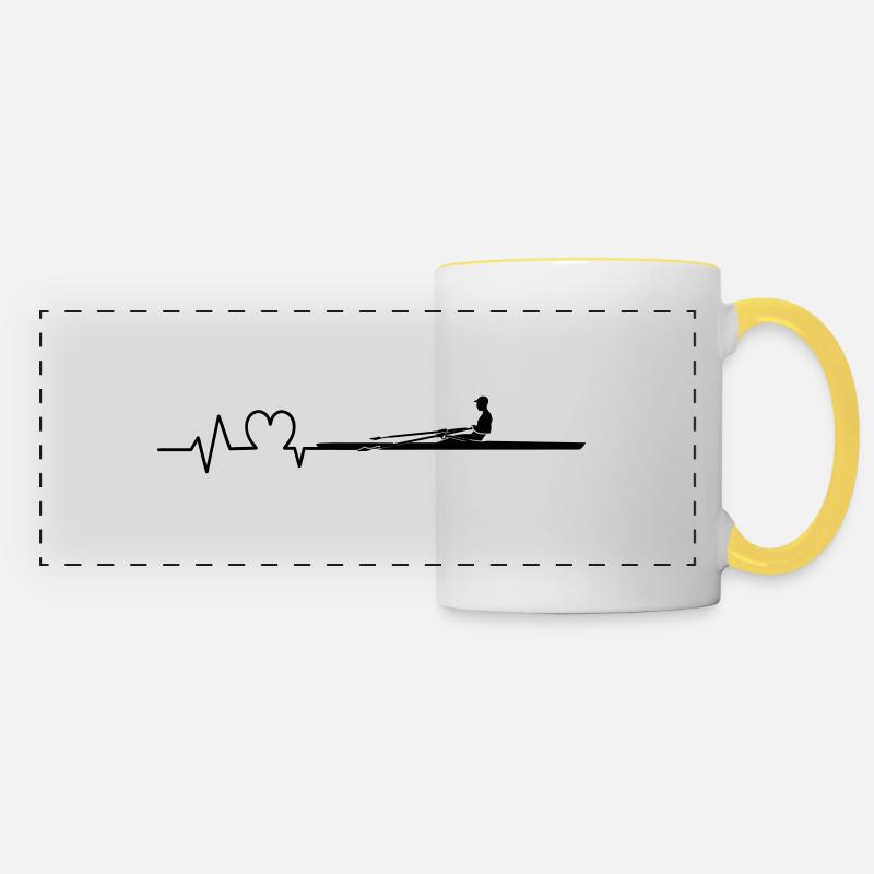 Rowing heartbeat rower one - Panoramic Mug - white/yellow