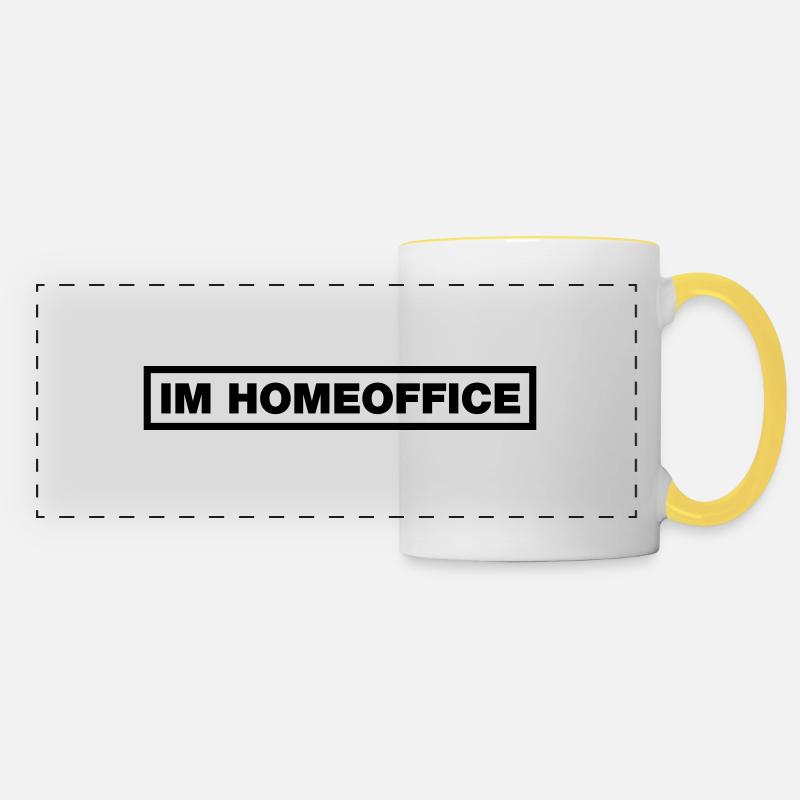 Im Homeoffice - Panoramatasse - Weiß/Gelb