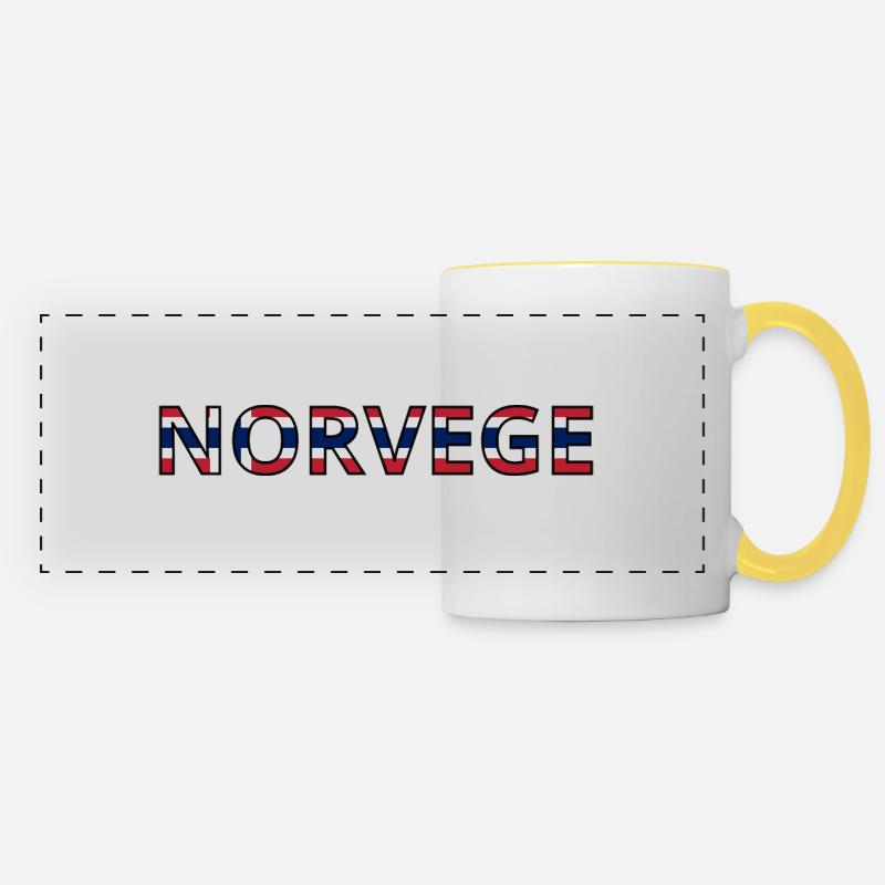Drapeau Norvège - Mug panoramique contrasté et blanc - blanc/jaune
