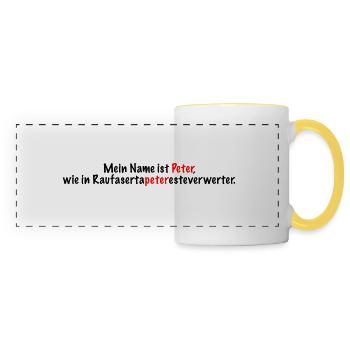 Mein Name ist Peter - Panoramatasse - Weiß/Gelb - Vorne