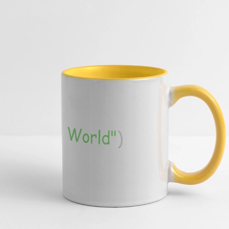 Hello World programmation Python C++ C # Mug panoramique contrasté et blanc