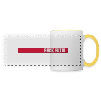 puck futin logo design - Panoramic Mug - white/yellow - Front