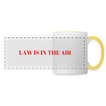 Law is in the air lawyer saying profession gift - Panoramic Mug - white/yellow - Front