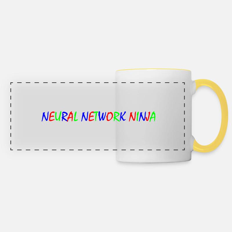 Neural Network Ninja – Colorful Typography - Panoramic Mug - white/yellow