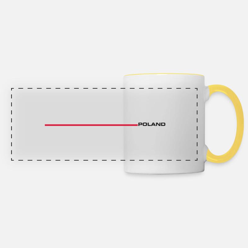 Poland - National Flag as a retro stripes. - Panoramic Mug - white/yellow