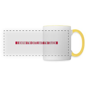 citation mignonne mais prise - Mug panoramique contrasté et blanc - blanc/jaune - Devant