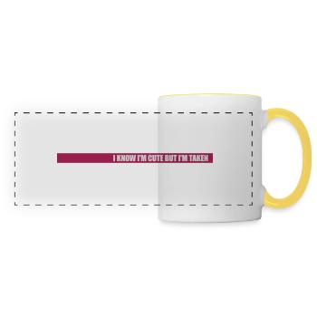 citation mignonne mais prise - Mug panoramique contrasté et blanc - blanc/jaune - Devant