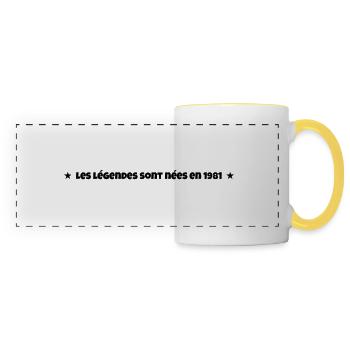 Les légendes sont nées en 1981 - Mug panoramique contrasté et blanc - blanc/jaune - Devant