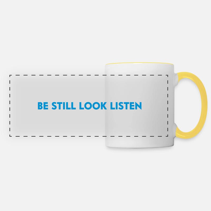 Sois immobile - regarde - écoute - Mug panoramique contrasté et blanc - blanc/jaune
