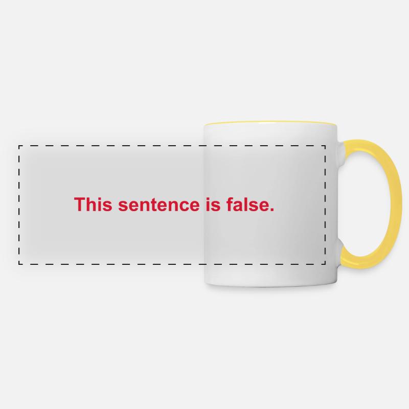 This Sentence Is False - Panoramic Mug - white/yellow