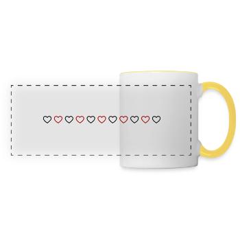 Icône de ligne de cœur - Mug panoramique contrasté et blanc - blanc/jaune - Devant