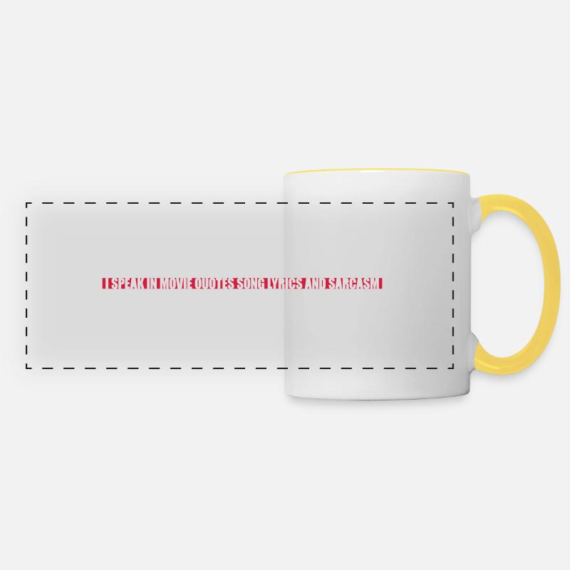 speak lyrics and sarcasm - Panoramic Mug - white/yellow