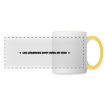 Les légendes sont nées en 1999 - Mug panoramique contrasté et blanc - blanc/jaune - Devant