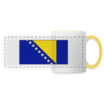 Bosnien und Herzegowina Flagge - Panoramatasse - Weiß/Gelb - Vorne
