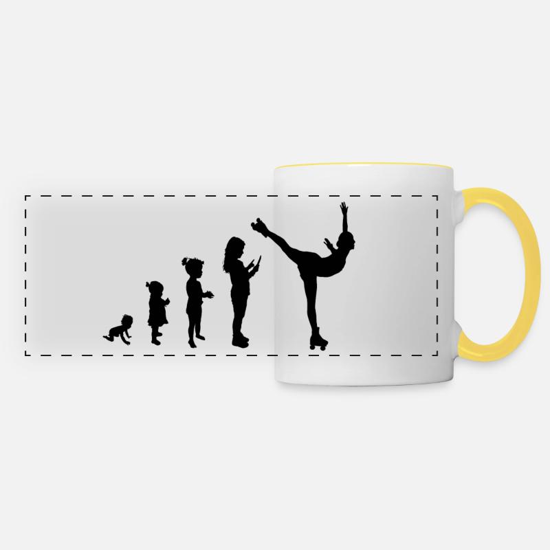 Evolution roller skating 1 - Panoramic Mug - white/yellow