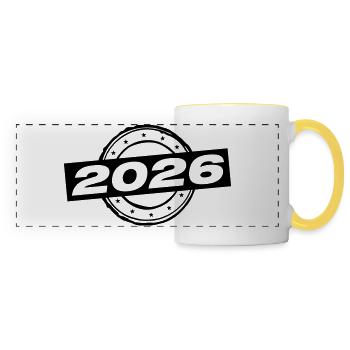 Année 2026 - Mug panoramique contrasté et blanc - blanc/jaune - Devant