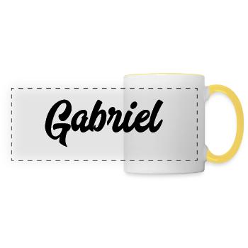 Gabriel Custom Text Birthday Name - Panoramic Mug - white/yellow - Front