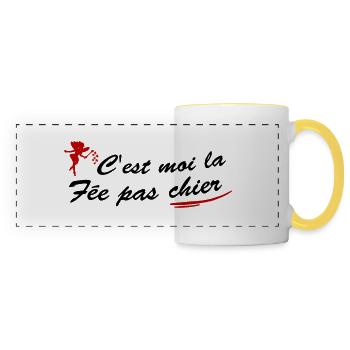C'est moi la fée pas chier / humour enfant - Mug panoramique contrasté et blanc - blanc/jaune - Devant