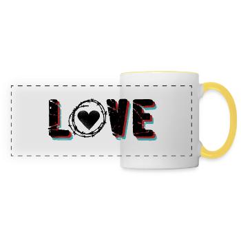 Amour amour avec fil de fer barbelé - Mug panoramique contrasté et blanc - blanc/jaune - Devant