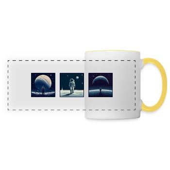 3 Views of The Astronaut - Panoramic Mug - white/yellow - Front
