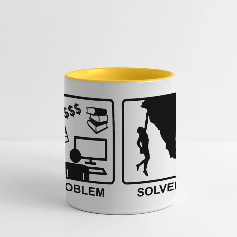 Climbing solves problems Panoramic Mug