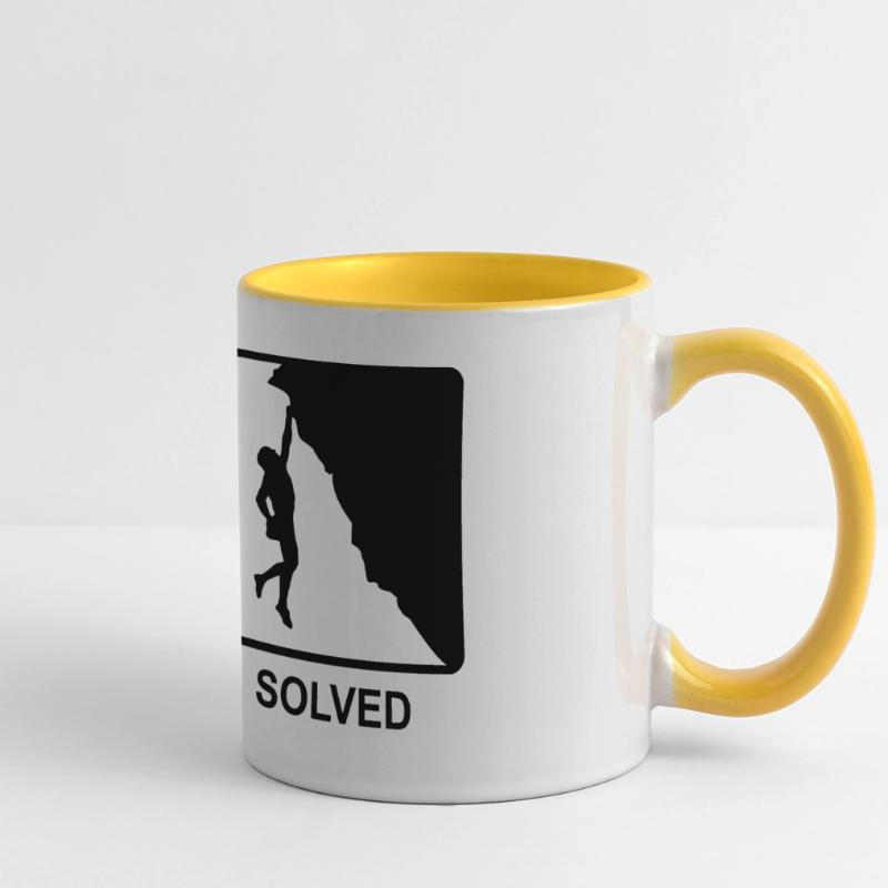 Climbing solves problems Panoramic Mug
