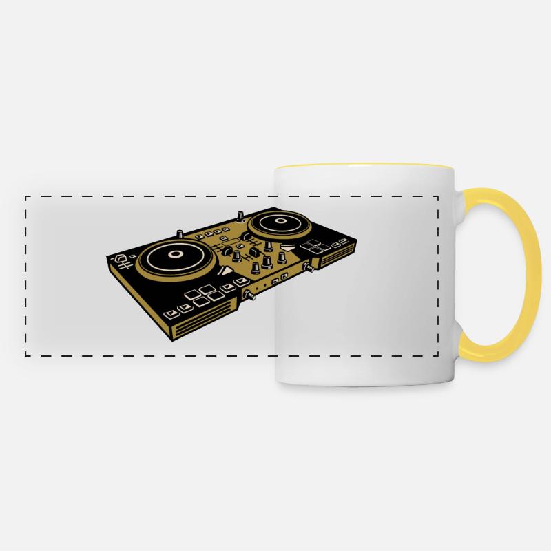 Platines DJ - Mug panoramique contrasté et blanc - blanc/jaune