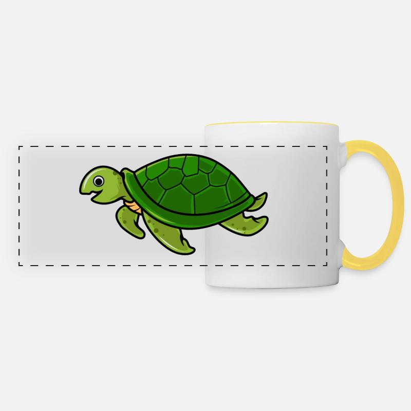 tortue - Mug panoramique contrasté et blanc - blanc/jaune