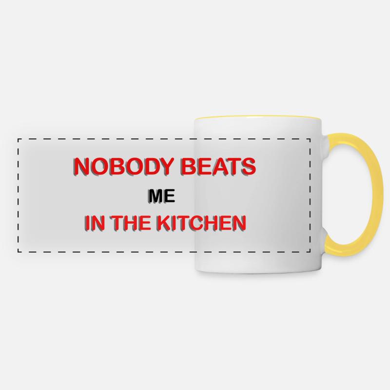 Nobody Beats Me In The Kitchen - Panoramic Mug - white/yellow