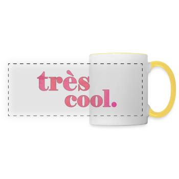 très cool | Bleibe Cool Spruch Statement - Panoramatasse - Weiß/Gelb - Vorne