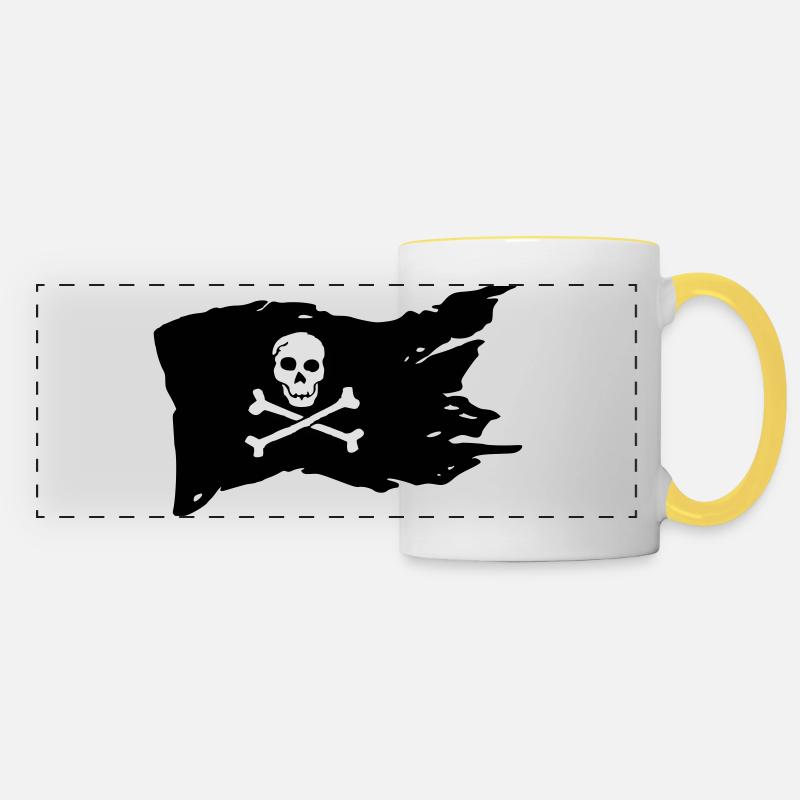 Pirate flag (colors can be customized!) - Panoramic Mug - white/yellow