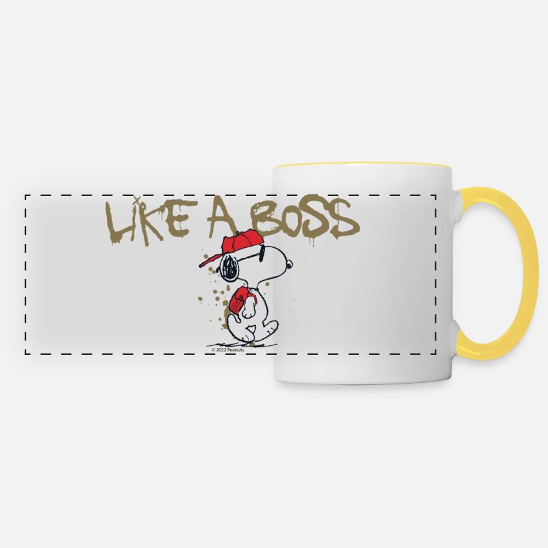 Peanuts Snoopy Like A Boss - Mug panoramique contrasté et blanc - blanc/jaune
