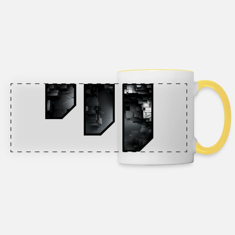 Futuristic Geometric Darkness - Panoramic Mug - white/yellow