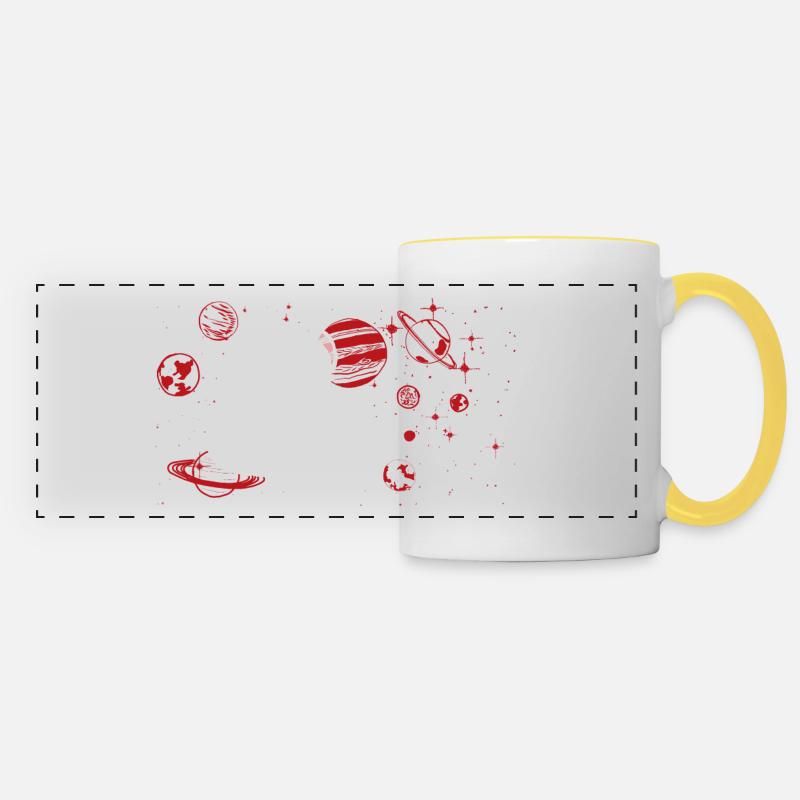 cri silencieux dans l'espace, blanc - Mug panoramique contrasté et blanc - blanc/jaune