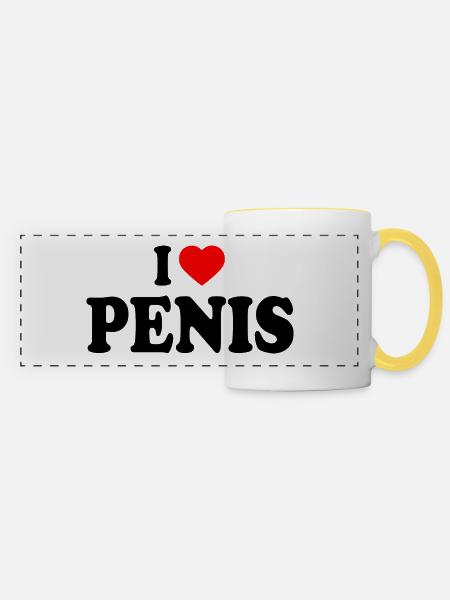 I love penis - Panoramatasse - Weiß/Gelb