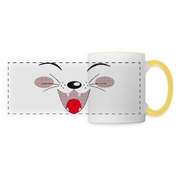 lachendes katzengesicht, lustige Tees - Panoramatasse - Weiß/Gelb - Vorne
