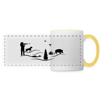 Pointeur filaire chasseresse - Mug panoramique contrasté et blanc - blanc/jaune - Devant