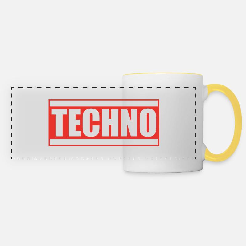 Techno Geschenk Rave Spruch - Panoramatasse - Weiß/Gelb