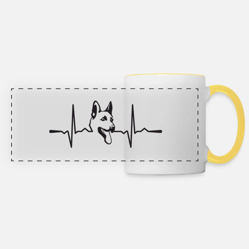 German Shepherd Heartbeat - Panoramic Mug - white/yellow