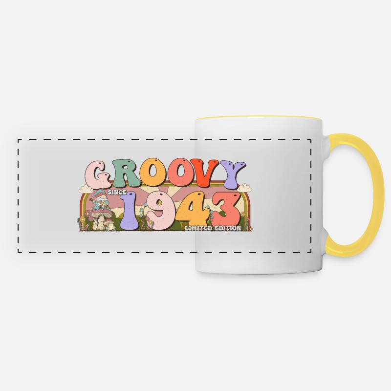 Groovy seit 1943 Retro Hippie 80. Geburtstag - Panoramatasse - Weiß/Gelb