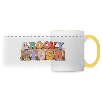 Groovy depuis 1958 Retro Hippie 65th Birthday - Mug panoramique contrasté et blanc - blanc/jaune - Devant