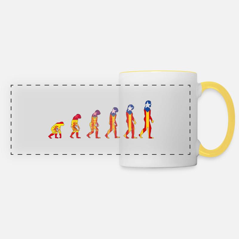 Catalan evolution - Panoramic Mug - white/yellow