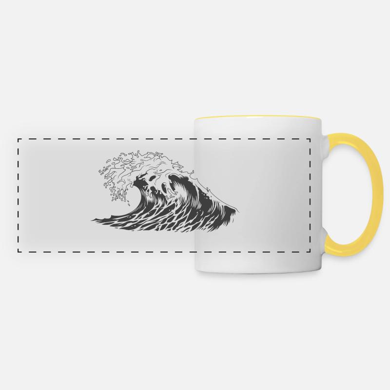 Wave wave - Panoramic Mug - white/yellow