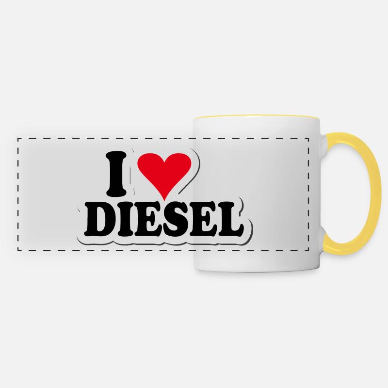 i Love Diesel - Panoramic Mug - white/yellow