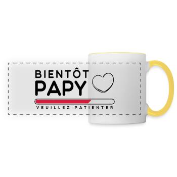 Bientot papy - futur papi - Mug panoramique contrasté et blanc - blanc/jaune - Devant