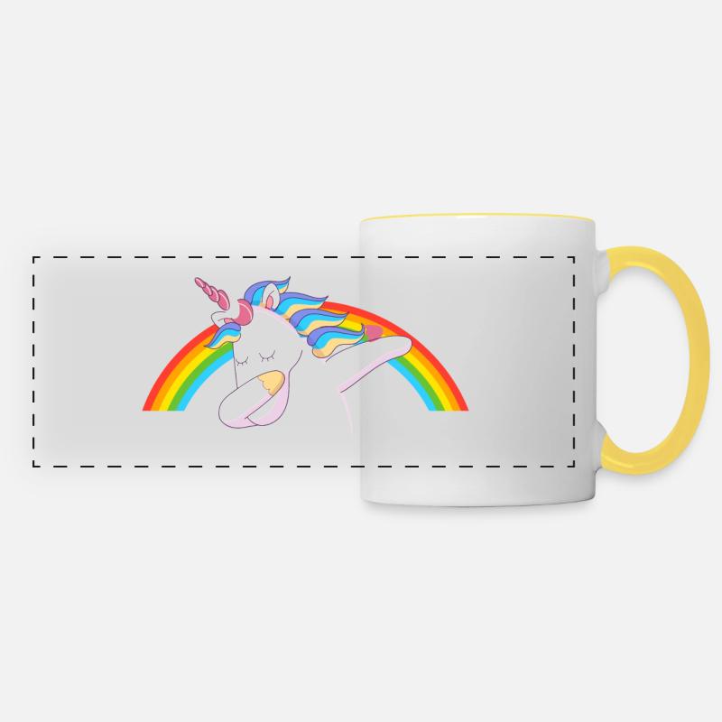 unicorn unicorn dabbing unicorn - Panoramic Mug - white/yellow