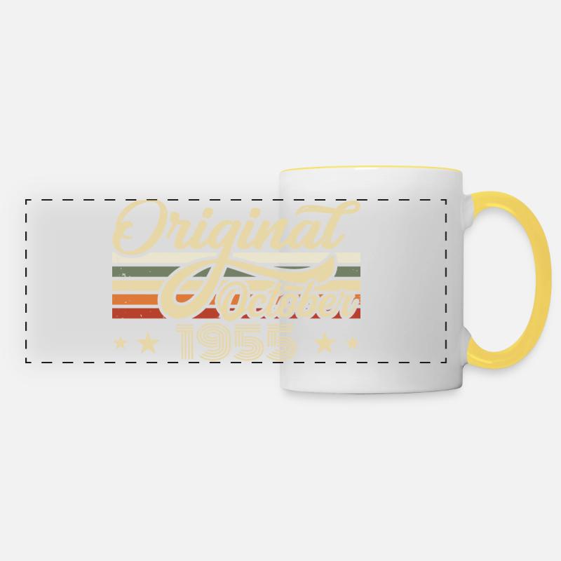 October 1955 Birthday in October - October 1955 - Panoramic Mug - white/yellow