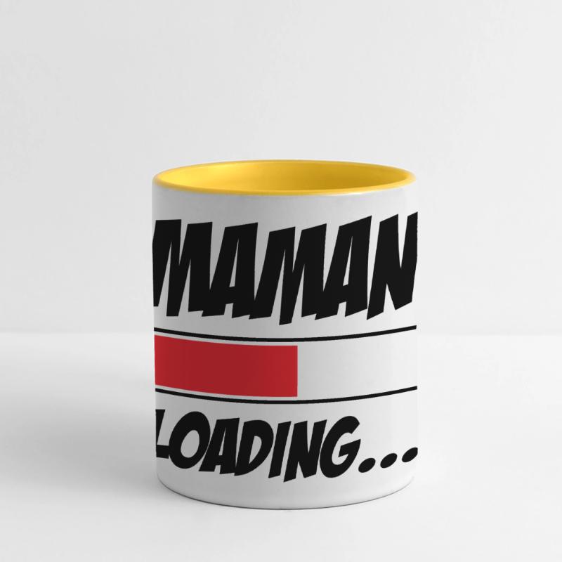 Maman loading... Please Wait - Future Mère Mug panoramique contrasté et blanc